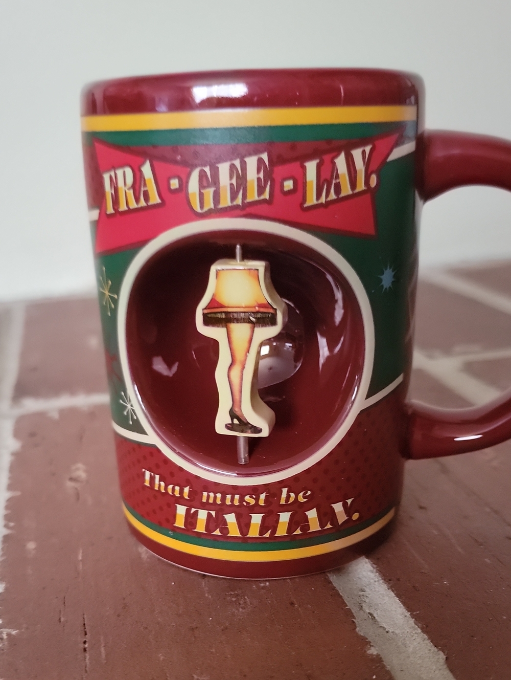 A Christmas Story 'Fra-Gee-Lay' Leg Lamp Spinner Mug - Red & Green
